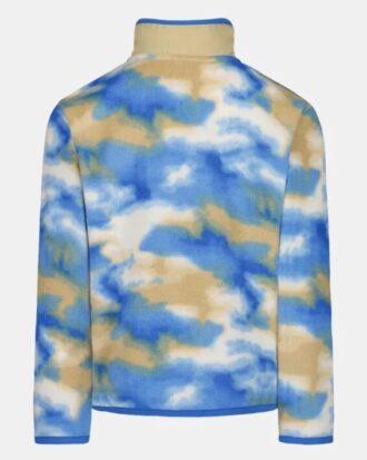 Pulover cu guler mic cu ½ nasturi din microfleece imprimat