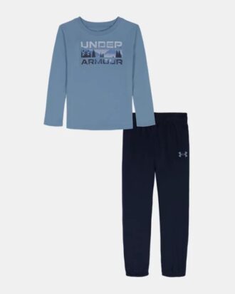Set cu mâneci lungi și pantaloni de jogging cu logo suprapus