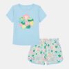 Set pantaloni scurți din microfibră țesută cu logo floral pentru bebeluși