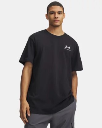 Tricou cu mânecă scurtă pentru bărbați, cu logo UA brodat, din material gros